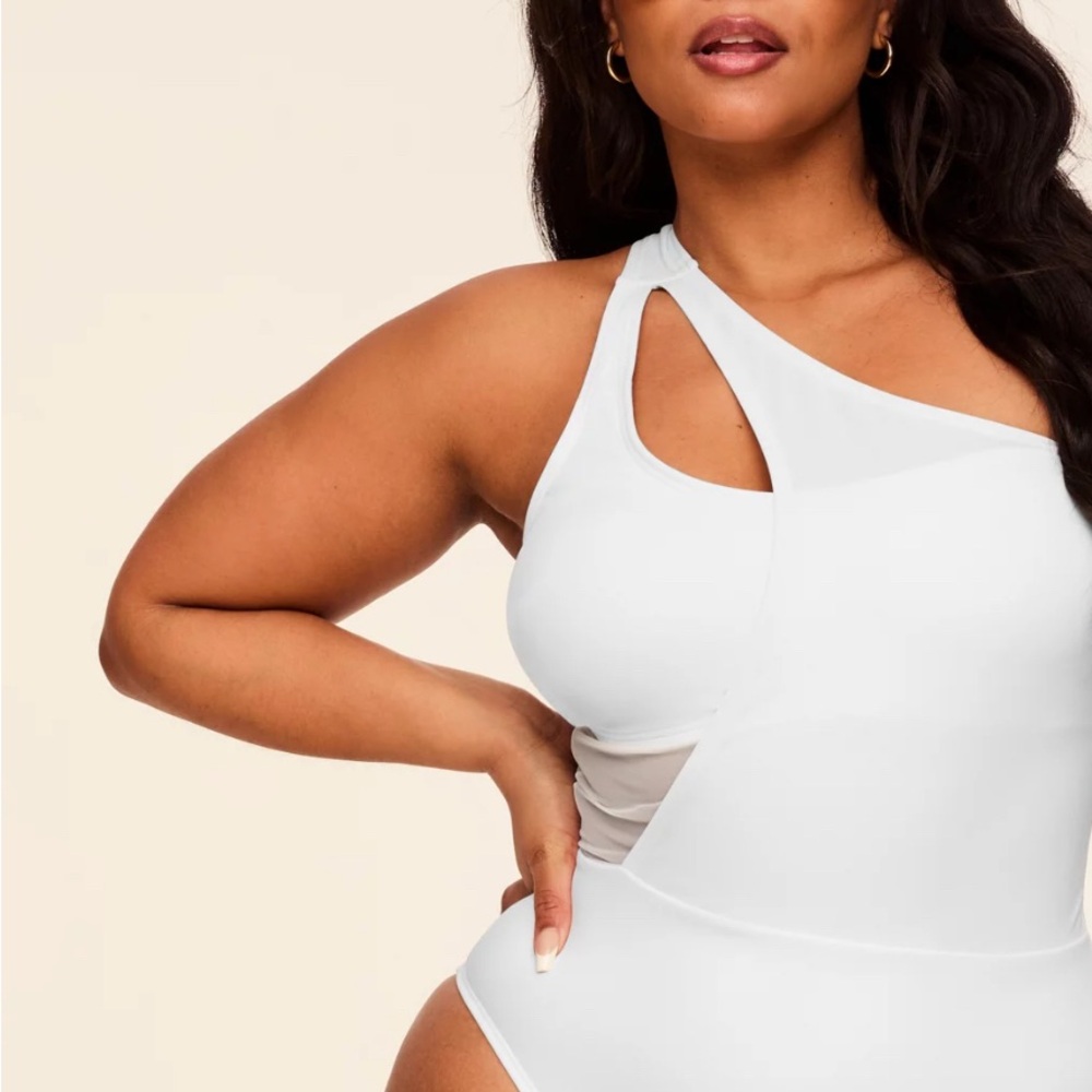 Adore Me White One-Shoulder Cutout One-Piece Swimsuit